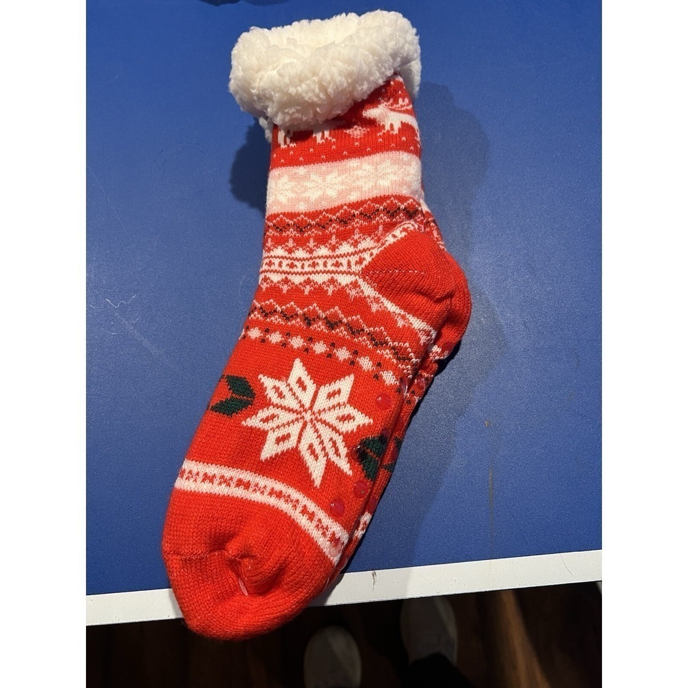 Christmas Fleece Chunky Grippy Socks Women's Size 6-10